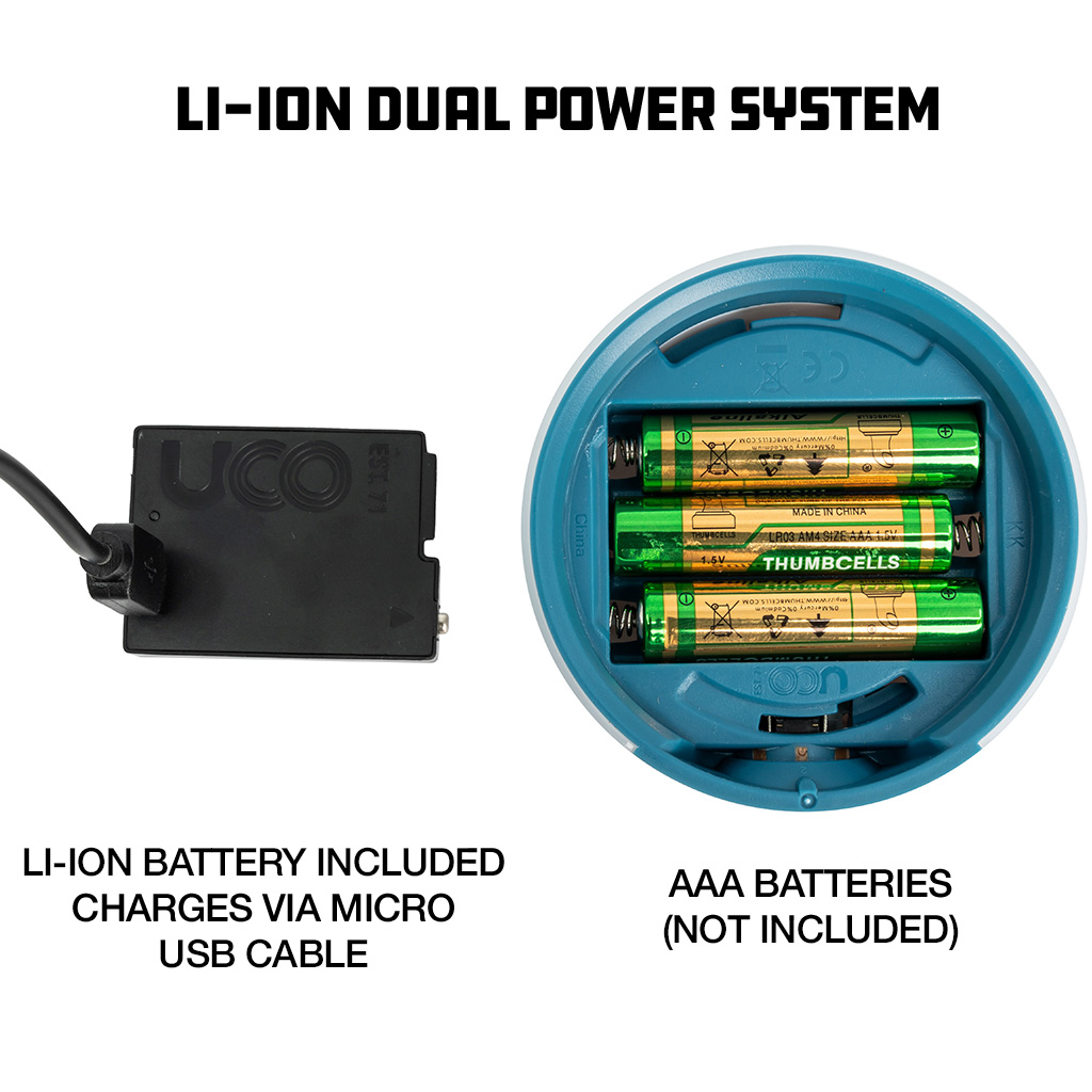 uco dual power li-ion battery aaa system